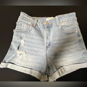 WAX JEANS SUSTAINABLE DENIM RIPPED & ROLLED UP HEM SIZE M SHORTS